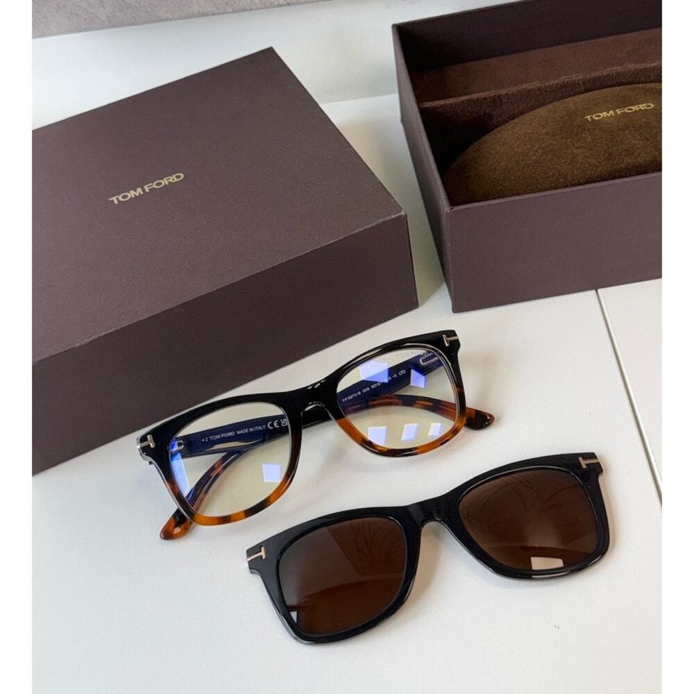 NEW Tom Ford FT5970-B Clip On Bluelight Frames Havana Brown